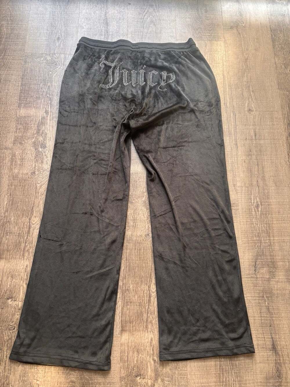 Juicy Couture Sleepwear Black Velour Rhinestone Wide Leg Lounge Pants